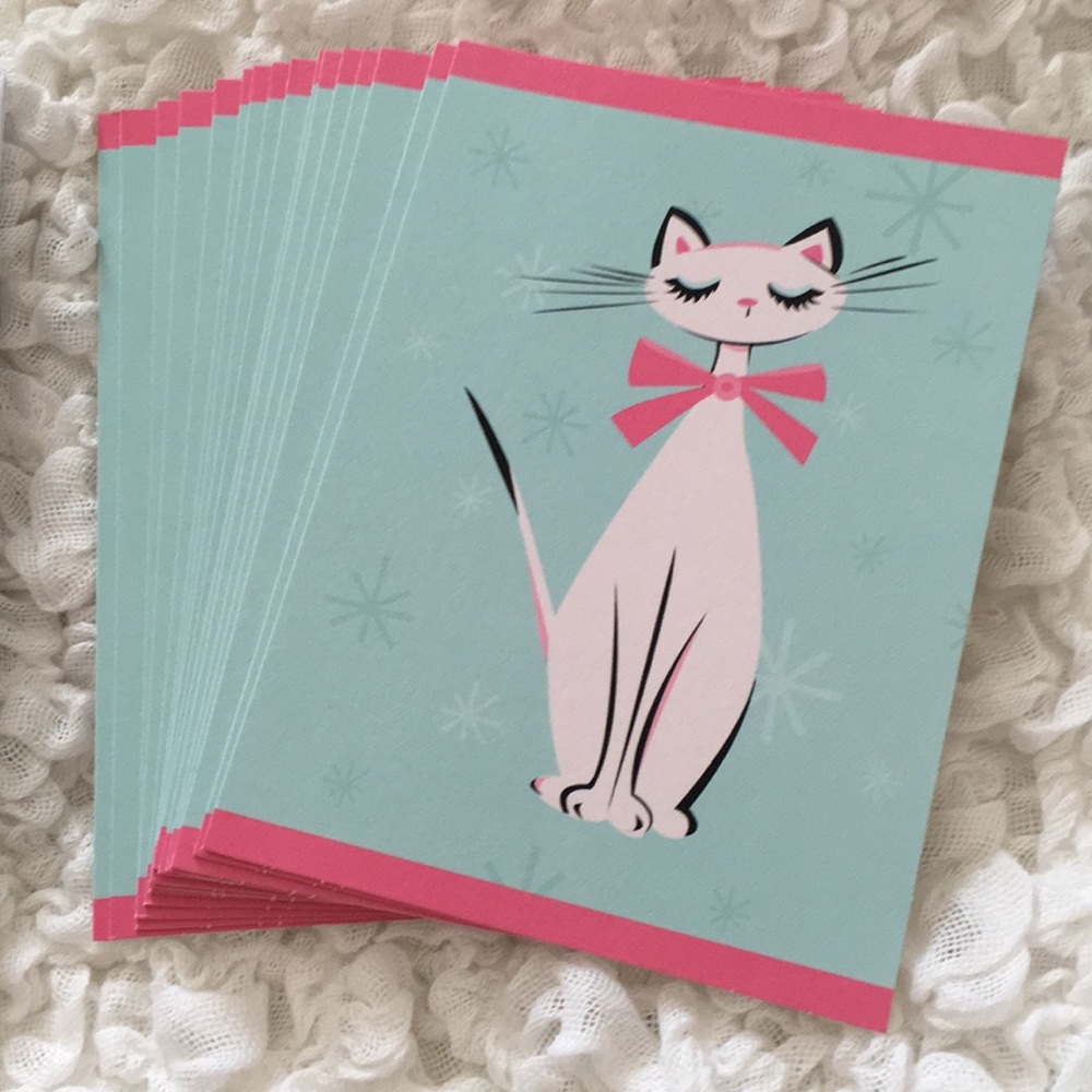 Kitsch Retro Mod Cat Cards Set - Picture 3 of 4